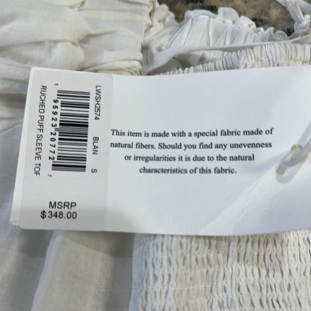 Frame Denim White Puff Sleeve Blouse perfect for summer - Picture 4 of 5